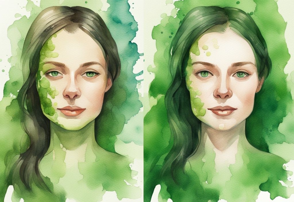 Moderne Aquarell-Illustration einer beeindruckenden Vorher-Nachher-Transformation einer Person über 6 Wochen, zeigt wie viel kann man in 6 Wochen abnehmen.